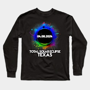 Total Solar Eclipse Texas 2024 April 8 Colorful Totality Long Sleeve T-Shirt